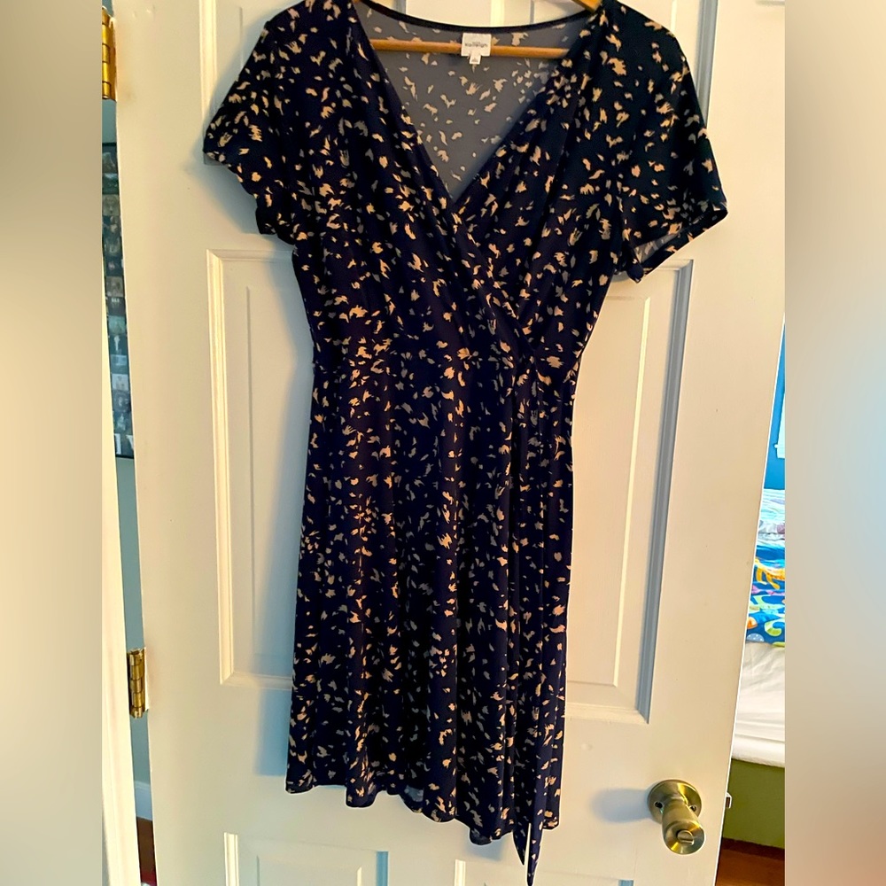 Kayleigh blue dress with ivory flowers
